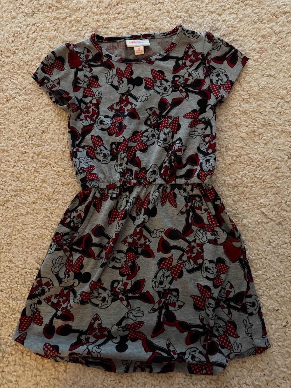 Girls Lularoe Minnie Mouse Print Dress with Red Accents